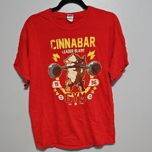 Red Cinnabar Gym L Pokemom Graphic T-Shirt